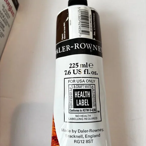 Daler-Rowney Georgian Oil Colour Raw Umber 247 225 ml‎ 7.6 oz Tube For Artists - Picture 3 of 9